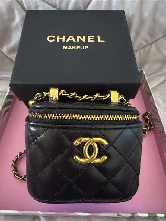 CHANEL Handbags - CHANEL Black Quilted Mini Vanity Bag with Gold CC Hardware